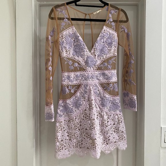 For Love and Lemons Matador Tulle Floral Lace Dress in Lilac Purple - Size Small - Picture 5 of 15